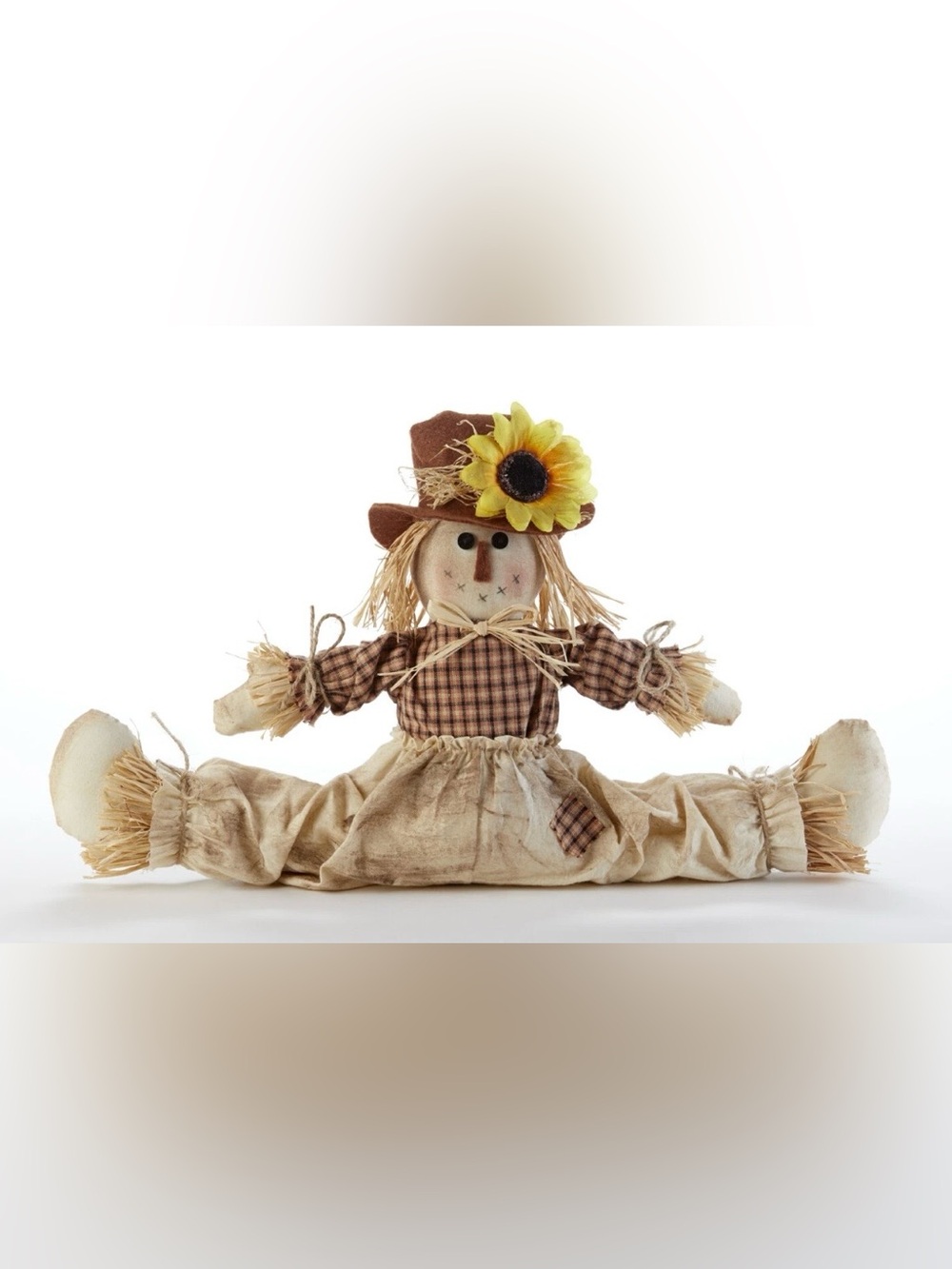 🎃 Split Leg Scarecrow w Sunflower Doll Halloween Fall Decor  New